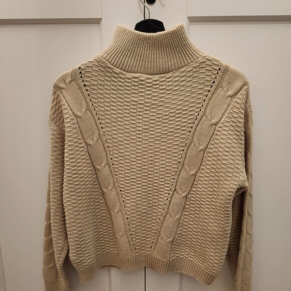 Beige Knit Half Zip Sweater - Picture 2 of 4